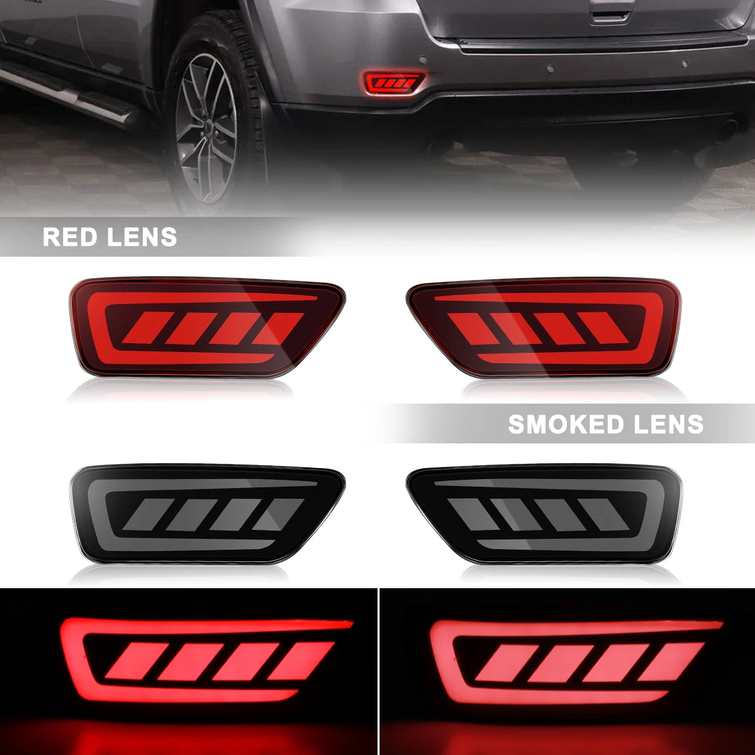 For Jeep Grand Cherokee 2011-2021/ Compass/ Dodge Journey LED Rear Bumper Reflector Lights Brake Turn Signal Lamp Taillights 12V
For Jeep Grand Cherokee 2011-2021/ Compass/ Dodge Journey LED Rear Bumper Reflector Lights Brake Turn Signal Lamp Taillights 12V