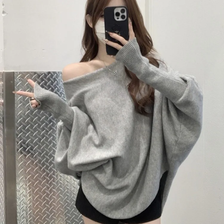 Loose Batwing Sve One oulder Knitwear ey for Women Autumn Winter Inner Wear Outerwear Casual Sle oulder
Loose Batwing Sve One oulder Knitwear ey for Women Autumn Winter Inner Wear Outerwear Casual Sle oulder