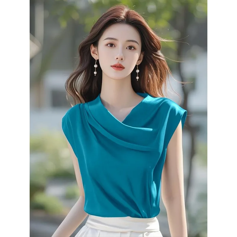 Exquisite Blouse French Style Acetate Satin Short-sleeved Shirt for Women Summer
Exquisite Blouse French Style Acetate Satin Short-sleeved Shirt for Women Summer