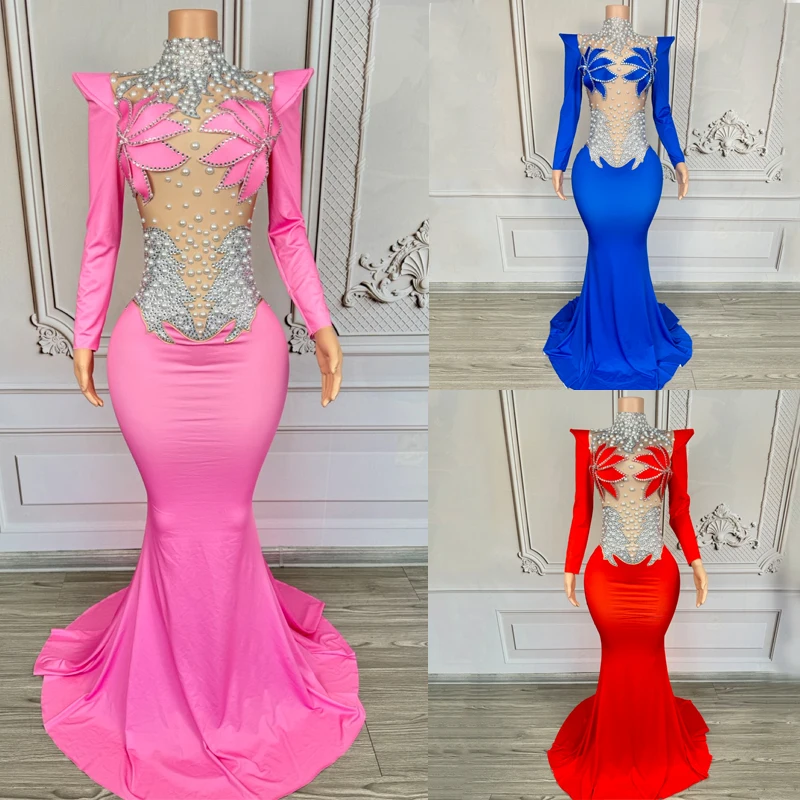 High-End Pearls Rhinestones Party Dress Women Singer Trailing Evening Dresses Wedding Gown Stage Celebrate Costume XS9479
High-End Pearls Rhinestones Party Dress Women Singer Trailing Evening Dresses Wedding Gown Stage Celebrate Costume XS9479