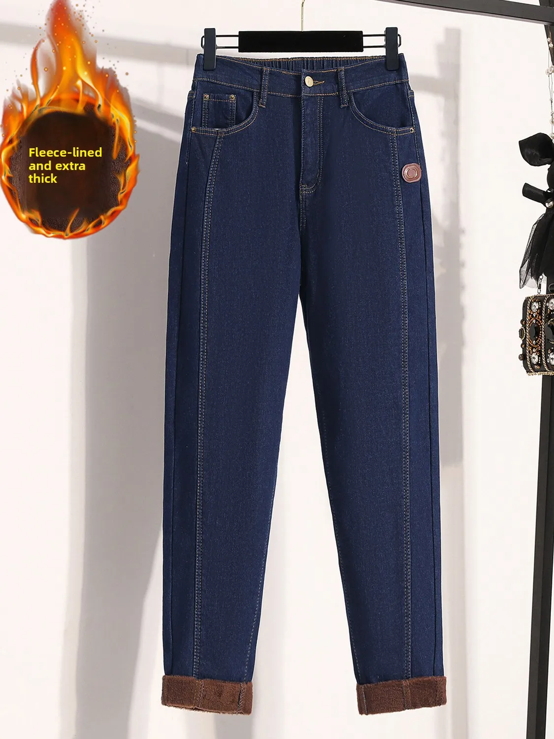 Зимние свободные джинсы для папы с высокой талией Thiened Fce, повседневные прямые брюки, женские эластичные утягивающие шаровары больших размеров
Зимние свободные джинсы для папы с высокой талией Thiened Fce, повседневные прямые брюки, женские эластичные утягивающие шаровары больших размеров