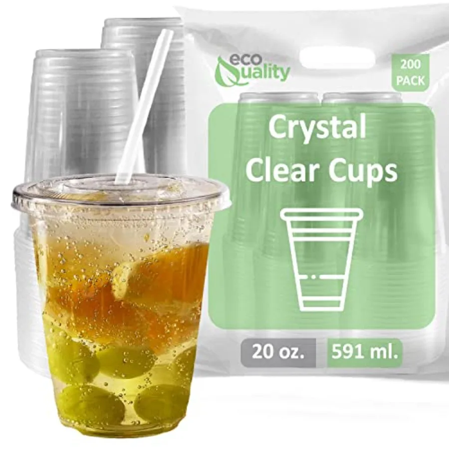 X-Large Clear Plastic Disposable Cups with Lids and Straws 200 count - 20 oz ounces Clear PET Cup for Cold Smoothie Iced Coffee
X-Large Clear Plastic Disposable Cups with Lids and Straws 200 count - 20 oz ounces Clear PET Cup for Cold Smoothie Iced Coffee