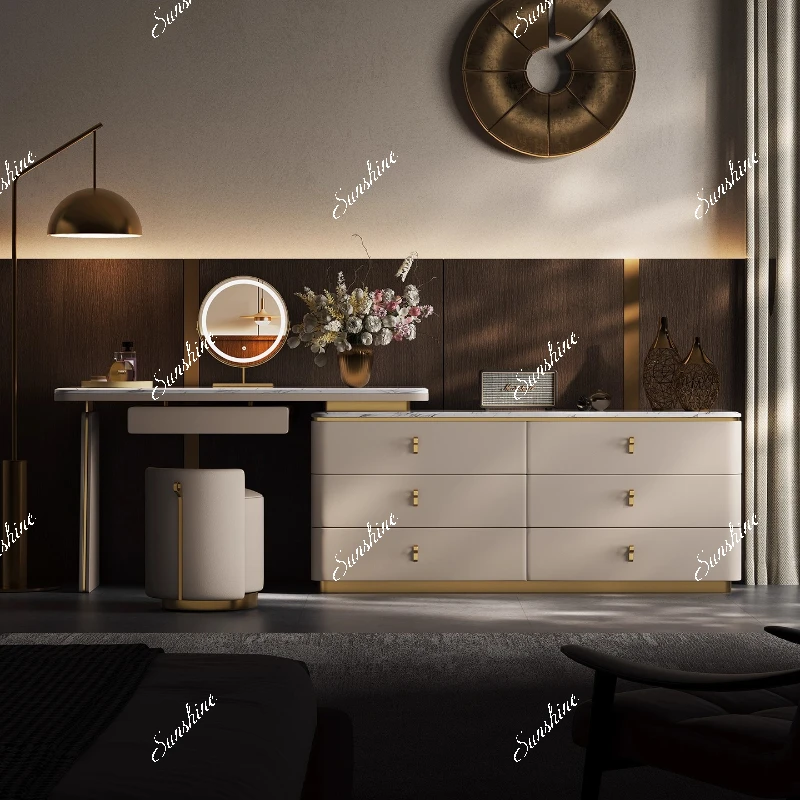 Light luxury marble storage dressing table bedroom high-end Italian minimalist chest of drawers integrated
Light luxury marble storage dressing table bedroom high-end Italian minimalist chest of drawers integrated