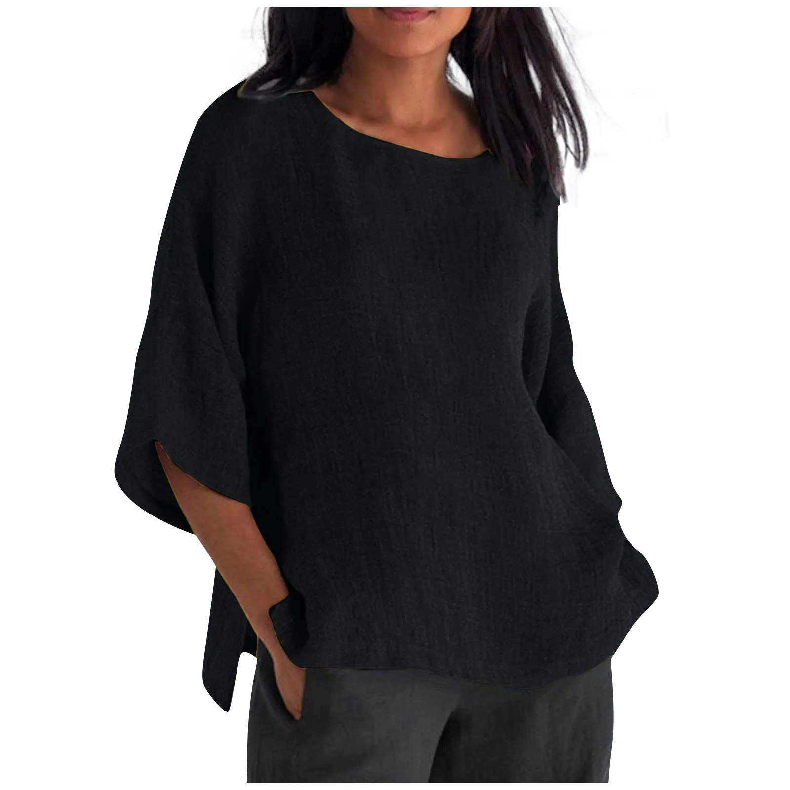 New Women's Three-quarter Sleeve Round-neck Cotton-linen Shirt Top Ladies Summer Loose Casual Shirt
New Women's Three-quarter Sleeve Round-neck Cotton-linen Shirt Top Ladies Summer Loose Casual Shirt
