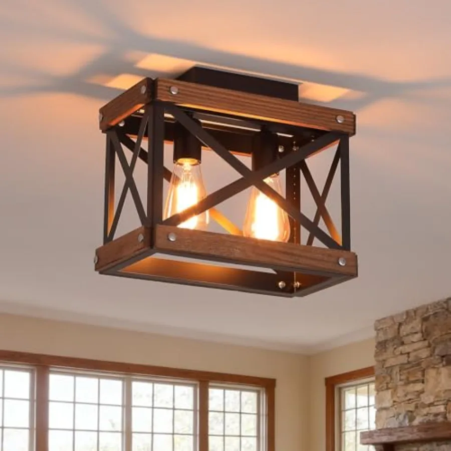 2-Light Rustic Farmhouse Wood Flush Mount Ceiling Light Fixture 12.6 inch Oak Wood and Metal Rectangular Track Semi Flush Mount
2-Light Rustic Farmhouse Wood Flush Mount Ceiling Light Fixture 12.6 inch Oak Wood and Metal Rectangular Track Semi Flush Mount