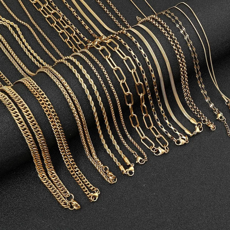 Titanium steel necklace chain plated with 18k real gold, non-fading Cuban chain collarbone, fashionable clothing necklace
Titanium steel necklace chain plated with 18k real gold, non-fading Cuban chain collarbone, fashionable clothing necklace