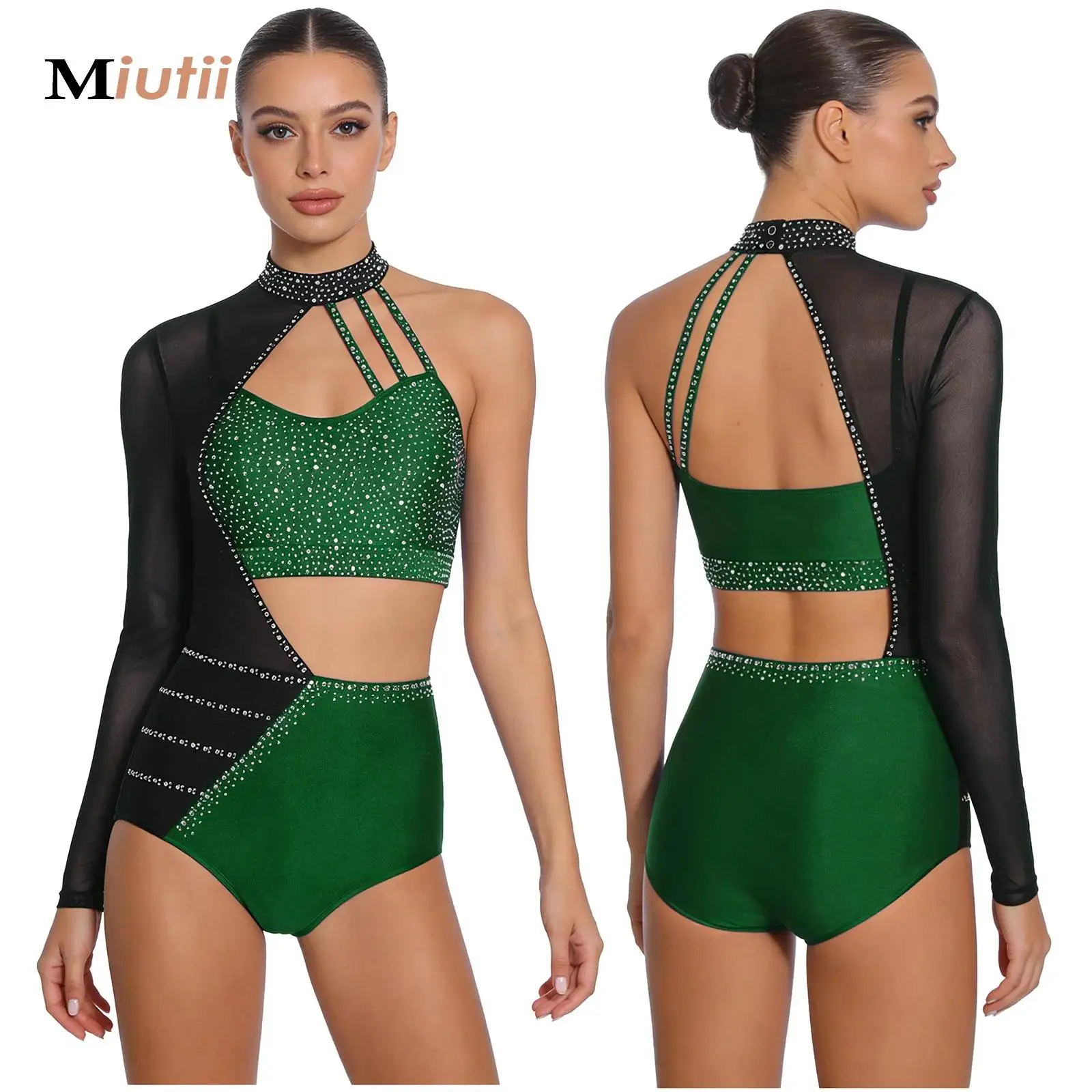 Women Rhinestones Gymnastics Dance Leotard One-Piece Bodysuit Rhythmic Skating Bodysuit Figure Skating Practice Dancewear
Women Rhinestones Gymnastics Dance Leotard One-Piece Bodysuit Rhythmic Skating Bodysuit Figure Skating Practice Dancewear
