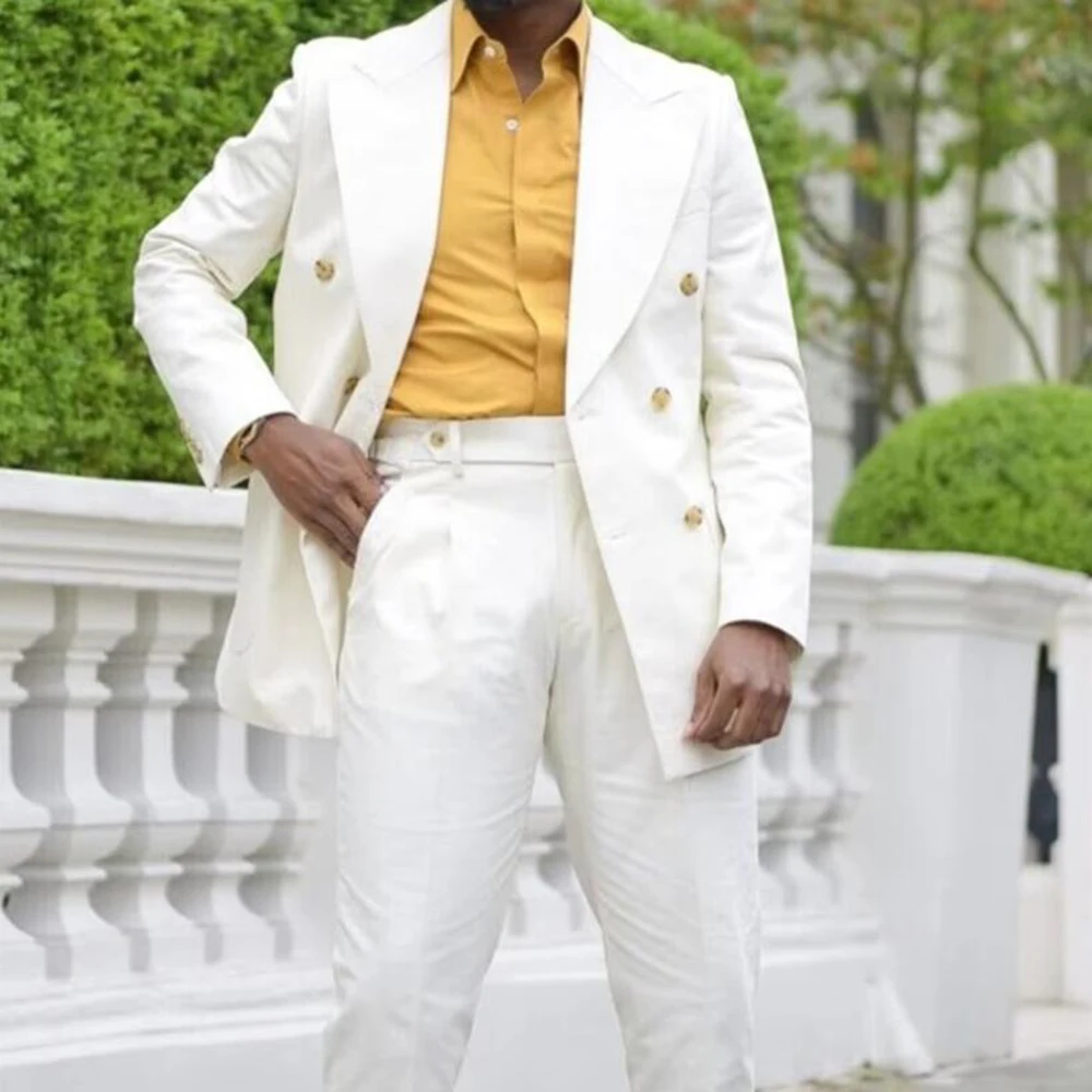 Elegant Beige Suits for Men Double Breasted 2 Pieces Jacket Pants Blazers Sets Smart Banquet Business Wedding Costume Homme
Elegant Beige Suits for Men Double Breasted 2 Pieces Jacket Pants Blazers Sets Smart Banquet Business Wedding Costume Homme