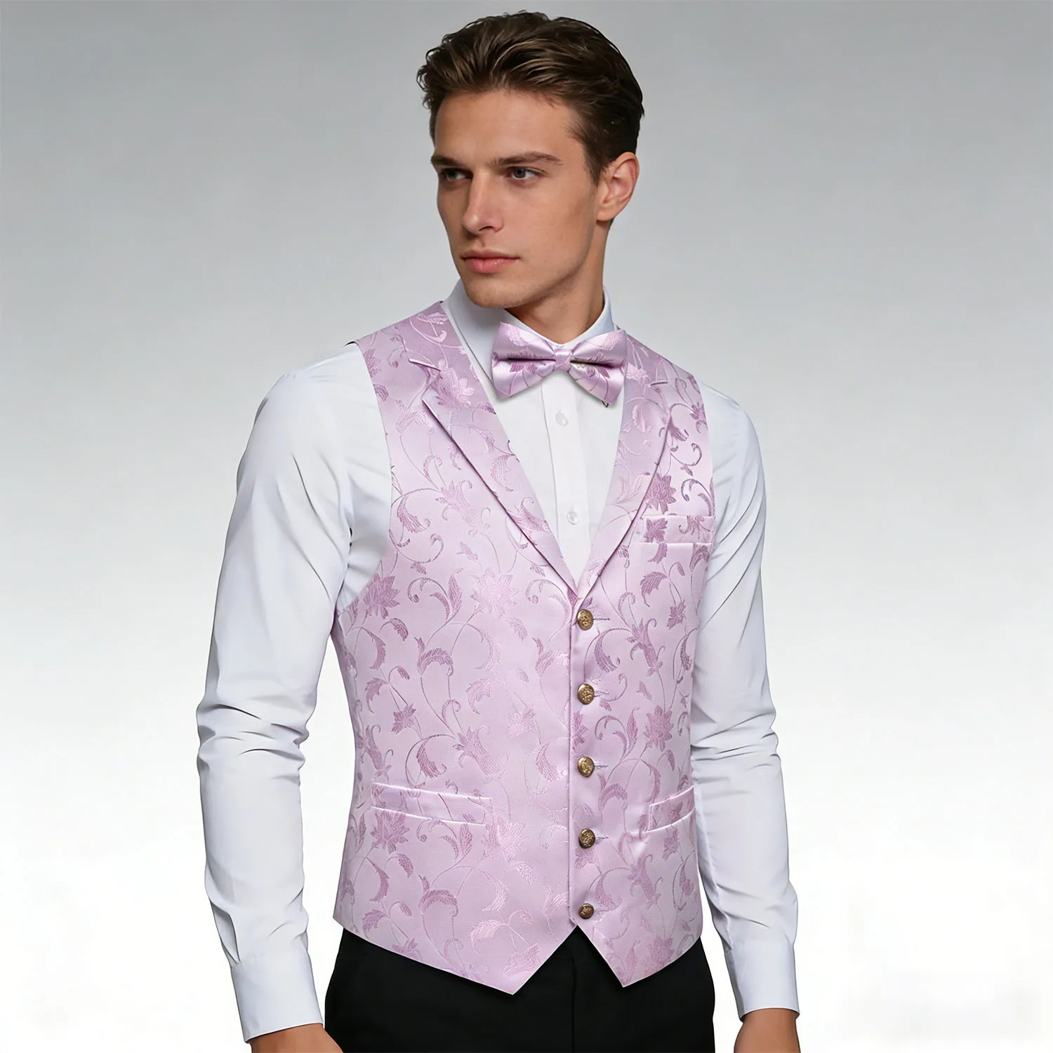Men's Floral Suit Vest & Bow Tie Set – Formal Waistcoat with Matching Tie, Jacquard for Weddings and Romantic Events
Men's Floral Suit Vest & Bow Tie Set – Formal Waistcoat with Matching Tie, Jacquard for Weddings and Romantic Events