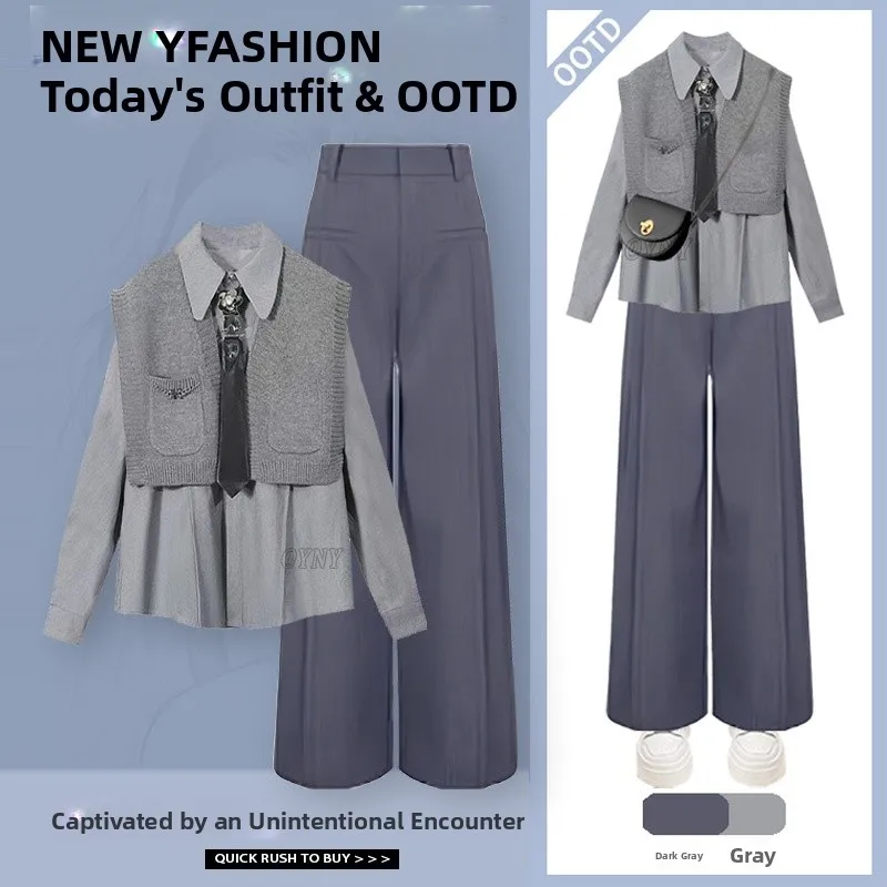 Early Autumn Fashionable College Style Three-Piece Set Small Size Clothing Youthful Shirt Vest Long Sleeve V-Neck Polyester F...
Early Autumn Fashionable College Style Three-Piece Set Small Size Clothing Youthful Shirt Vest Long Sleeve V-Neck Polyester F...