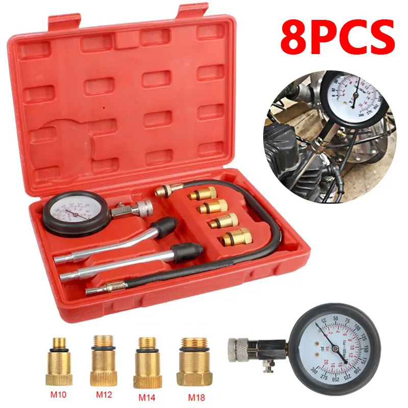 Car Cylinder Tester Set 8Pcs Pressure Gauge Test Tool Kit With M10 M12 M14 M18 Adapter Auto motorcycle Gasoline Engine Tester
Car Cylinder Tester Set 8Pcs Pressure Gauge Test Tool Kit With M10 M12 M14 M18 Adapter Auto motorcycle Gasoline Engine Tester