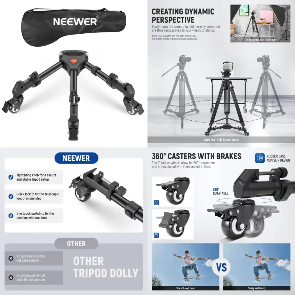 Neewer Nw-600 Metal Mobile Tripod Triangular Pulley Universal Cart Triangular Frame Roller Bottom
Neewer Nw-600 Metal Mobile Tripod Triangular Pulley Universal Cart Triangular Frame Roller Bottom