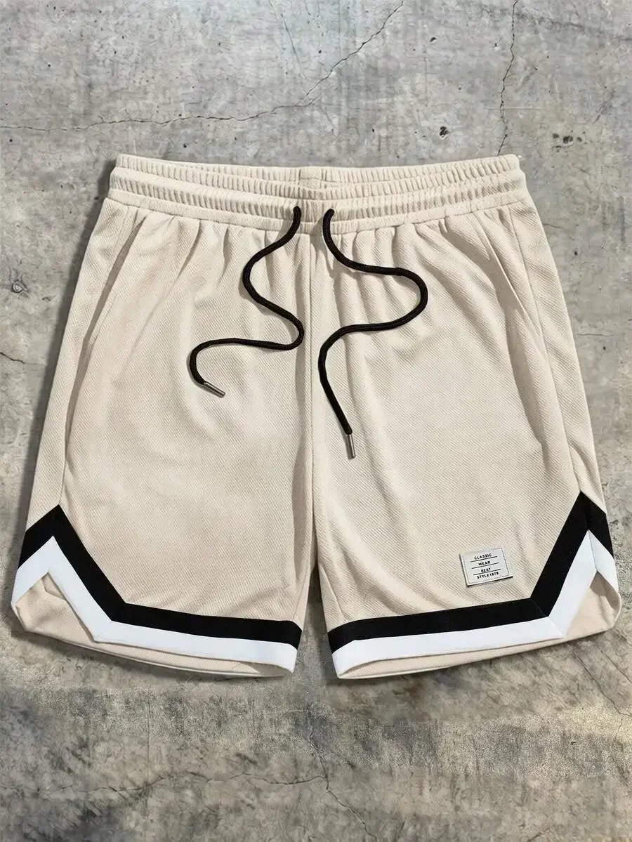 Loose Mens Drawstring Waist Shorts With Contrast Tape Trim Streetwear Style
Loose Mens Drawstring Waist Shorts With Contrast Tape Trim Streetwear Style