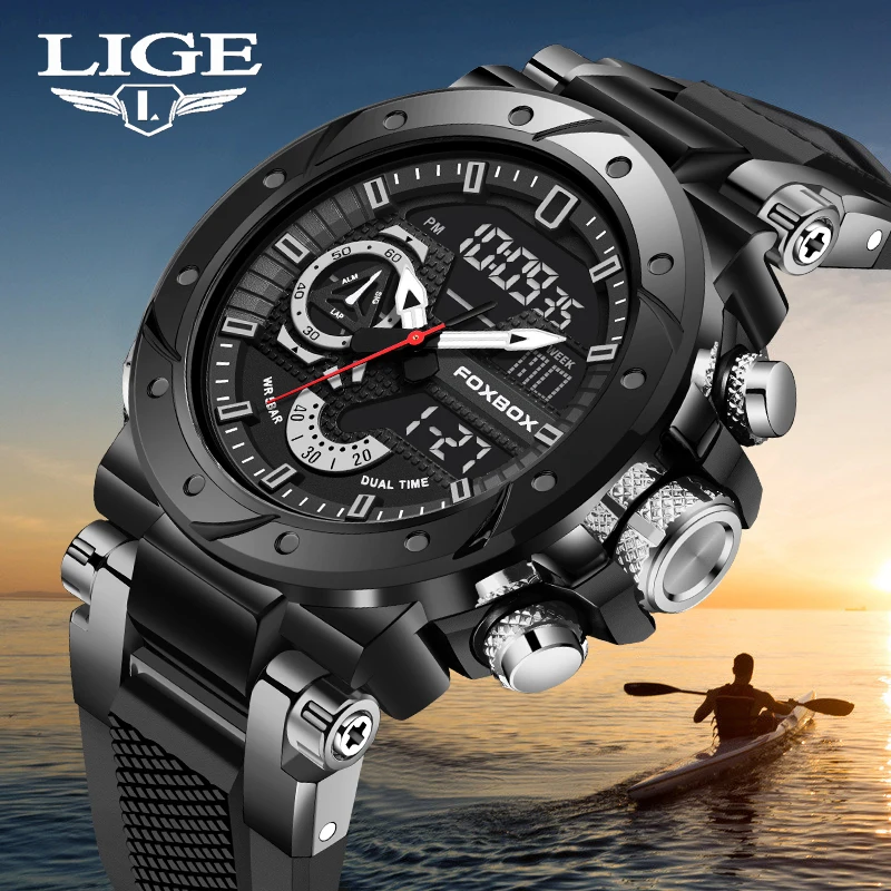 LIGE Fashion Watch Men Silicone Strap Sports Digital Mens Watches LED Dual Display Luxury Waterproof Chronograph Watch For Man
LIGE Fashion Watch Men Silicone Strap Sports Digital Mens Watches LED Dual Display Luxury Waterproof Chronograph Watch For Man