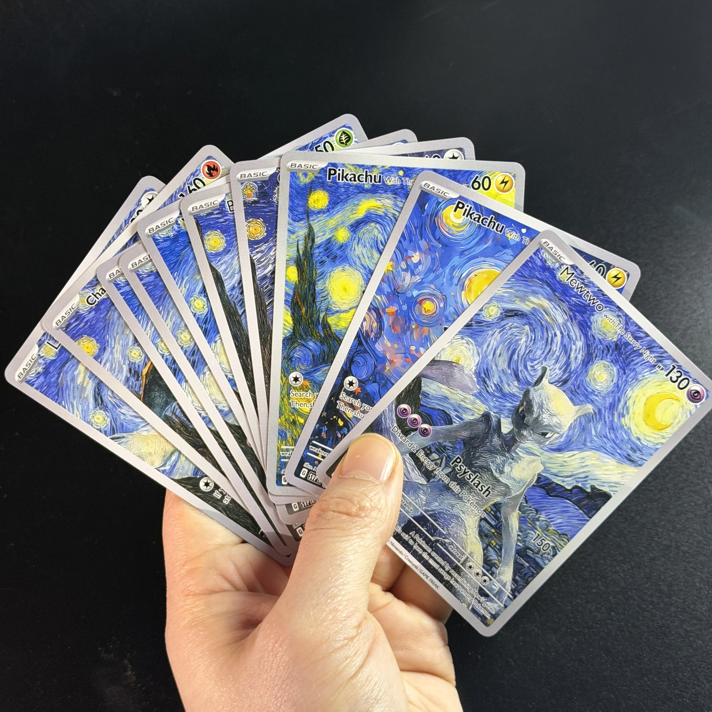 PTCG Van Gogh The Starry Night Snorlax Clefairy Mew Lugia Blastoise Oil Painting Texture Full Art Proxy collection Cards
PTCG Van Gogh The Starry Night Snorlax Clefairy Mew Lugia Blastoise Oil Painting Texture Full Art Proxy collection Cards