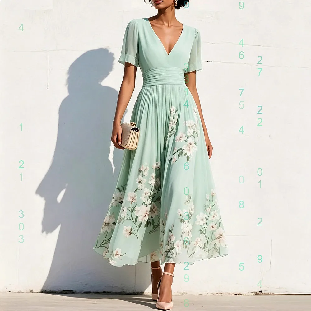 Summer Floral Print V Neck Short Sleeve Pleated Maxi Dress Women Dresses Spring Summer Casual
Summer Floral Print V Neck Short Sleeve Pleated Maxi Dress Women Dresses Spring Summer Casual