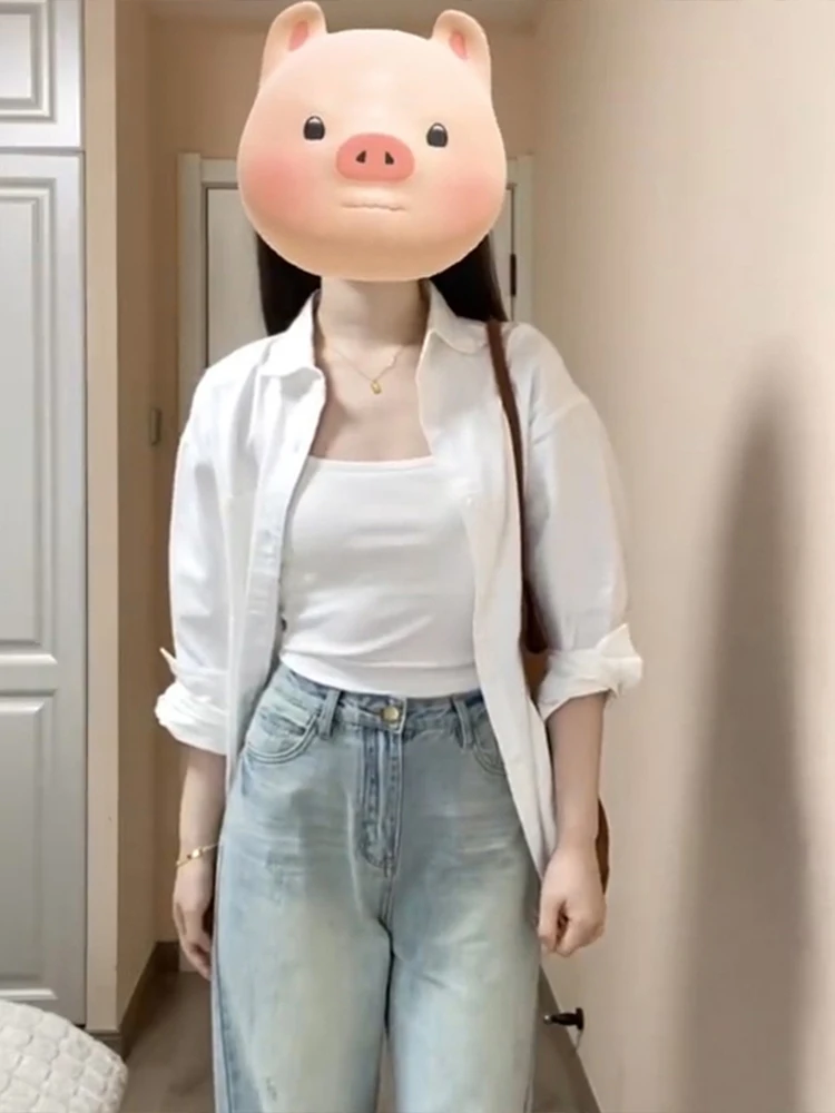 Белый длинный све irt Jaet, женский осенний новый модный корейский топ свободного покроя с воротником на пуговицах больших размеров
Белый длинный све irt Jaet, женский осенний новый модный корейский топ свободного покроя с воротником на пуговицах больших размеров