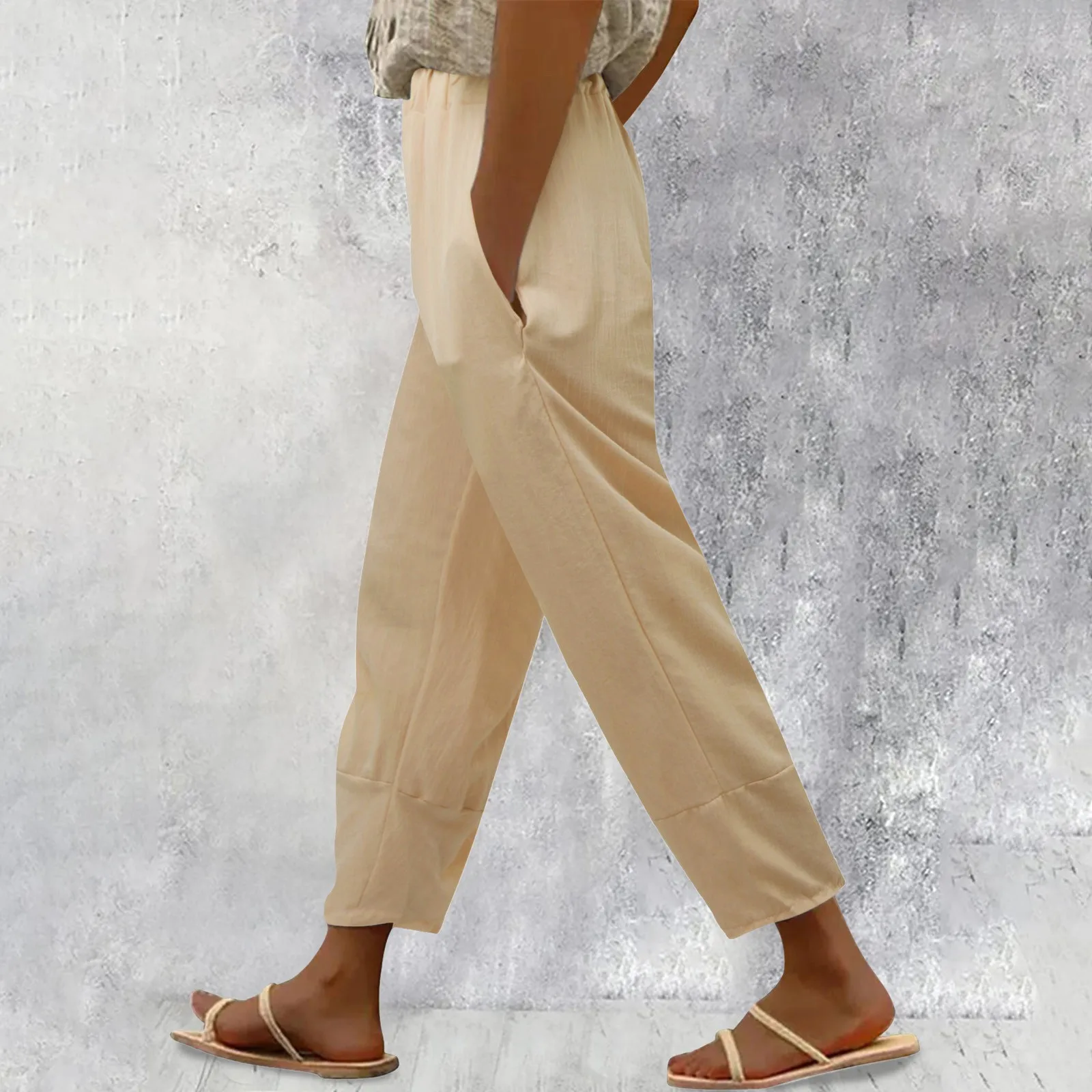 Womens Daily Office Lady Elastic Waist Trousers Solid Ankle-Length Lady Pants Loose Fit Casual Harem Female Trousers
Womens Daily Office Lady Elastic Waist Trousers Solid Ankle-Length Lady Pants Loose Fit Casual Harem Female Trousers