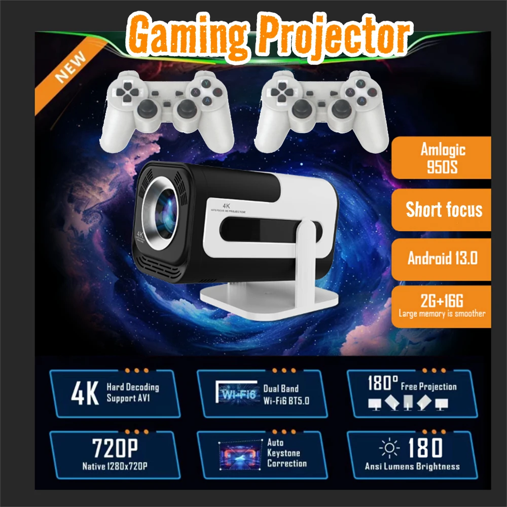 Gaming Projector Android 13 Retro Video Game Console Dual Wireless BT5.0 Controller1280*720P Home Projector
Gaming Projector Android 13 Retro Video Game Console Dual Wireless BT5.0 Controller1280*720P Home Projector