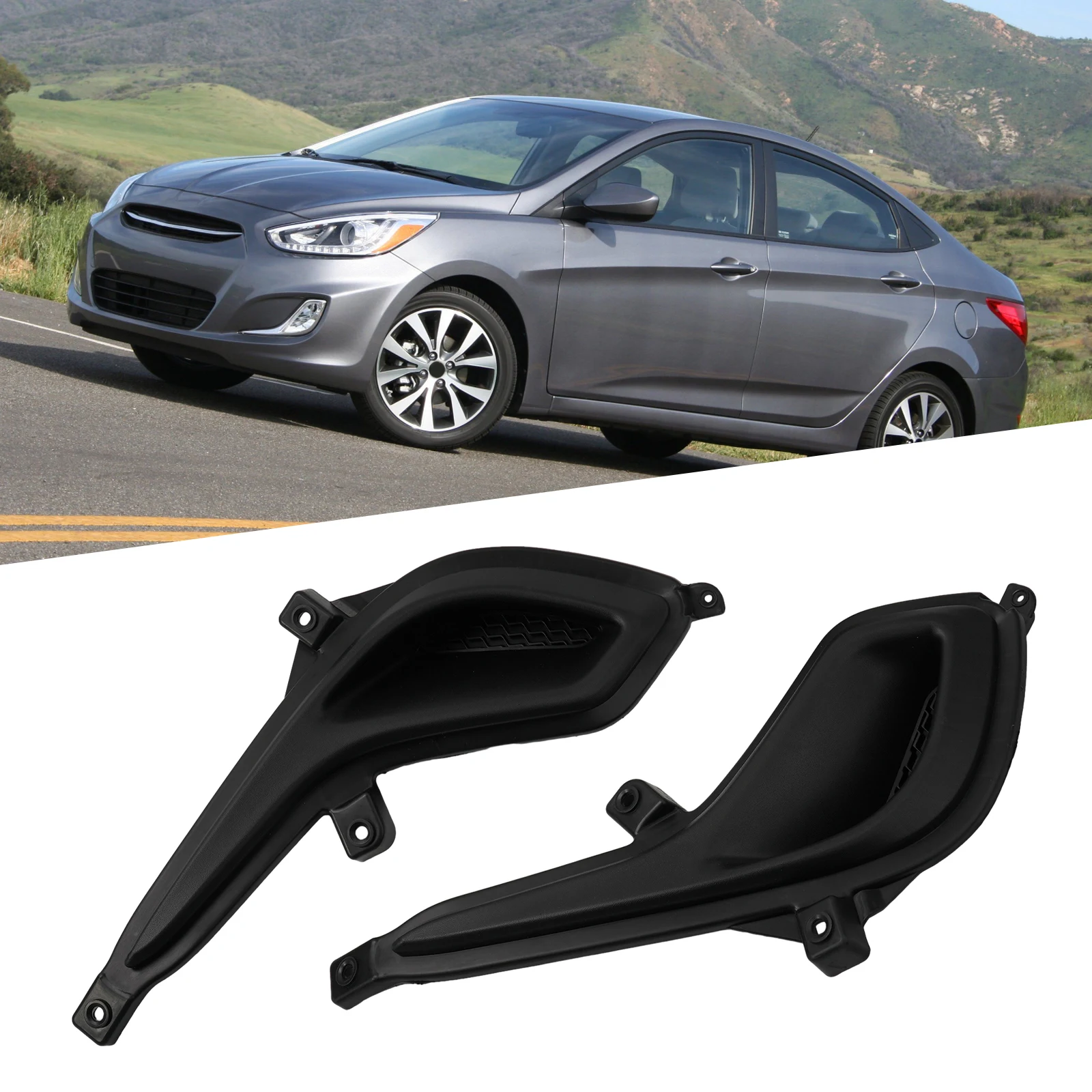 2 шт. для Hyundai-Accent 2012-2017, передний бампер, противотуманная фара, нижняя решетка, крышка, аксессуары для стайлинга автомобилей
2 шт. для Hyundai-Accent 2012-2017, передний бампер, противотуманная фара, нижняя решетка, крышка, аксессуары для стайлинга автомобилей