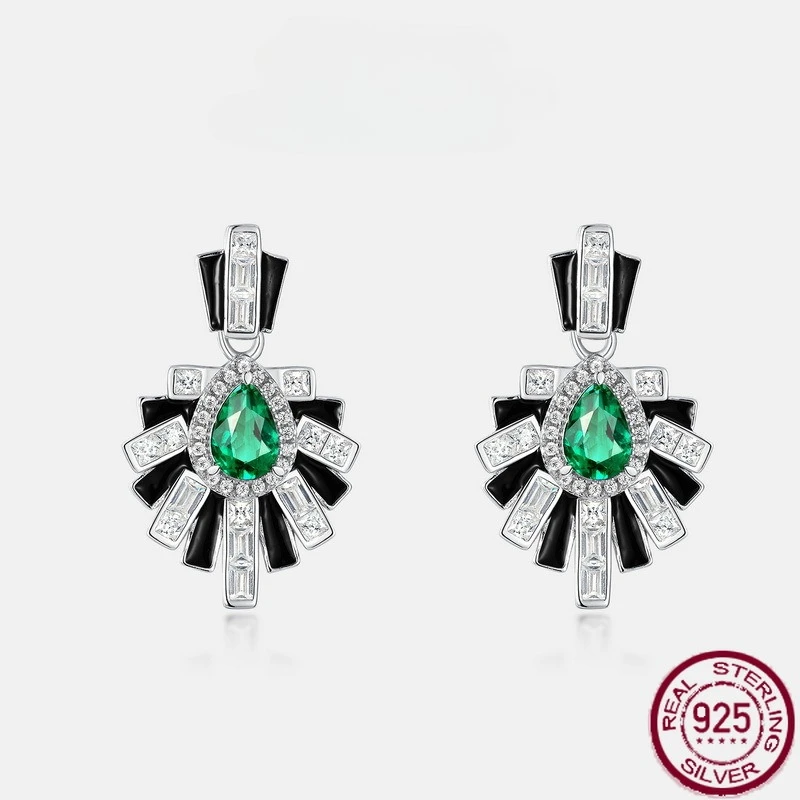 New S925 pure silver emerald black enamel water drop color treasure retro earrings European and American wedding jewelry
New S925 pure silver emerald black enamel water drop color treasure retro earrings European and American wedding jewelry
