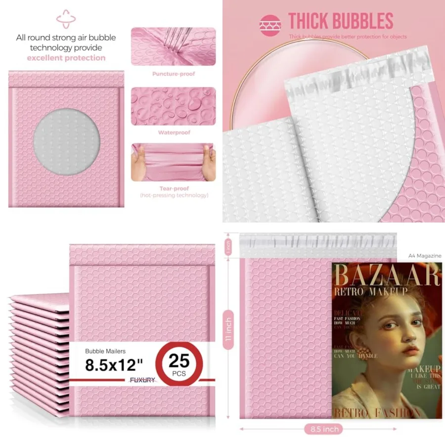 Bubble Mailer 8.5x12, #2 Poly Bubble Mailers, Self Seal Padded Envelopes, Waterproof Mailing Envelopes, Cushioning Packaging Ba
Bubble Mailer 8.5x12, #2 Poly Bubble Mailers, Self Seal Padded Envelopes, Waterproof Mailing Envelopes, Cushioning Packaging Ba