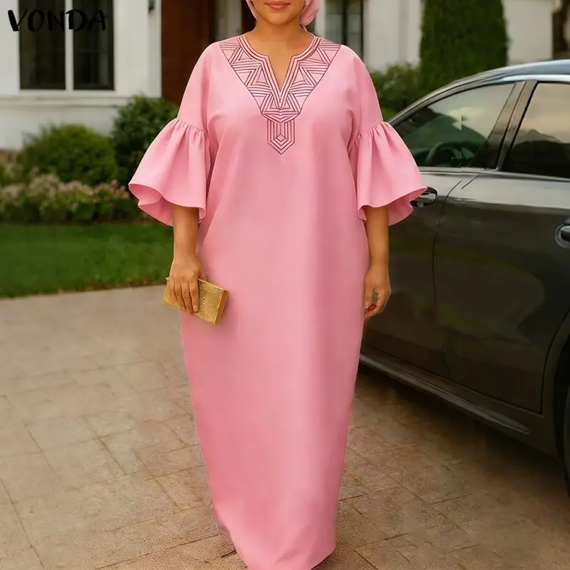 VONDA 2026 Plus Size Women Dresses Elegant Ruffled Sleeve Summer Party Maxi Dress Bohemian Beach Sundress Casual Loose Robe
VONDA 2026 Plus Size Women Dresses Elegant Ruffled Sleeve Summer Party Maxi Dress Bohemian Beach Sundress Casual Loose Robe