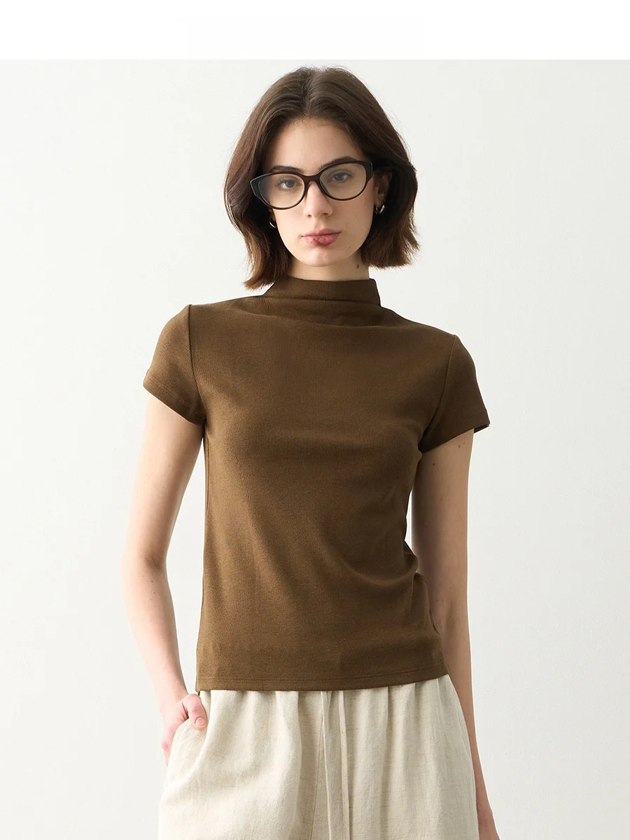 LIMONN Slim Fit Summer T-irt f High Collar ort Sve Eco Friendly Stripe Fabric Women's Casual Sle Pure Color Cotton
LIMONN Slim Fit Summer T-irt f High Collar ort Sve Eco Friendly Stripe Fabric Women's Casual Sle Pure Color Cotton