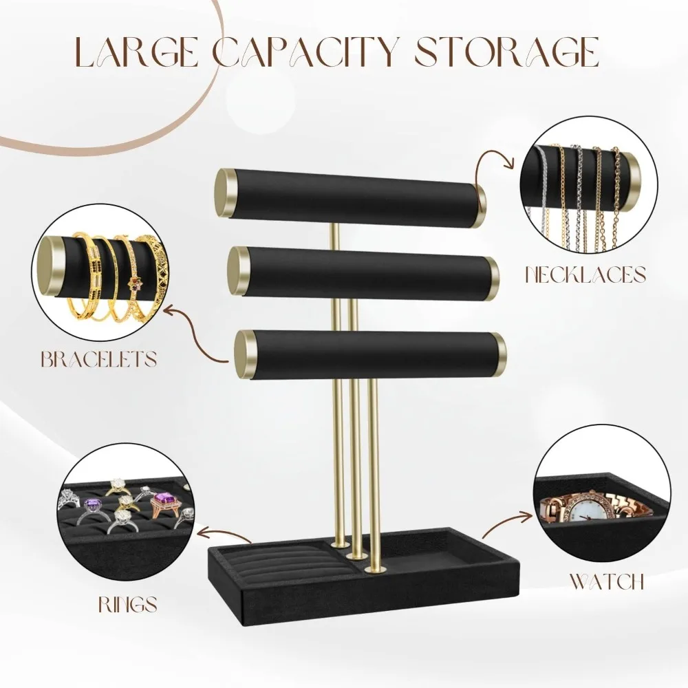 Upgraded 3 Tier Bracelet Organizer Stand Wooden Metal Necklace Storage Rack Flannel Wrap Detachable Watch Holder Unisex
Upgraded 3 Tier Bracelet Organizer Stand Wooden Metal Necklace Storage Rack Flannel Wrap Detachable Watch Holder Unisex
