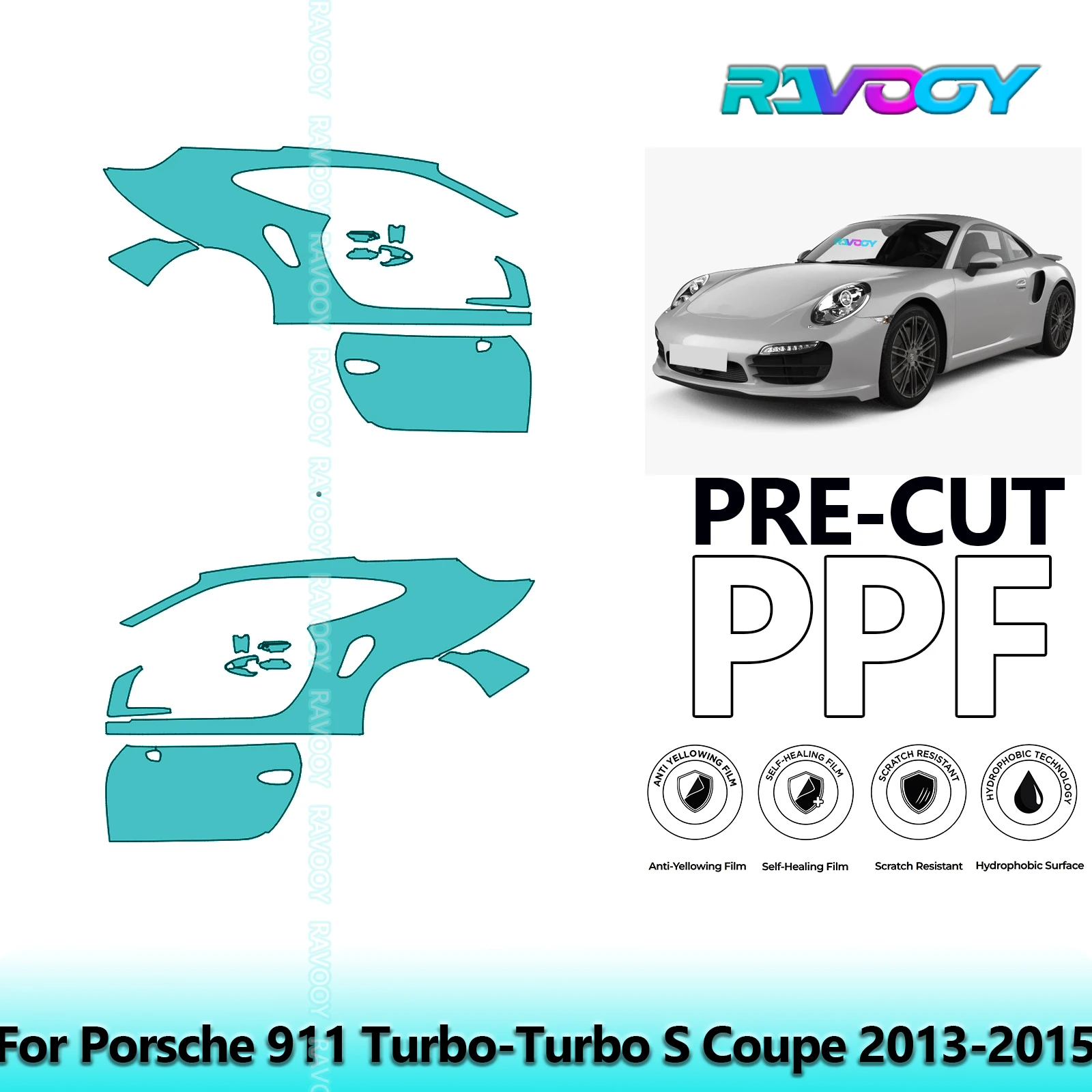 For Porsche 911 Turbo-Turbo S Coupe 2013-2015 8.5mil Clear Matte Pre-Cut PPF Door & A/B Pillar Kit TPU Paint Protection Film Set
For Porsche 911 Turbo-Turbo S Coupe 2013-2015 8.5mil Clear Matte Pre-Cut PPF Door & A/B Pillar Kit TPU Paint Protection Film Set
