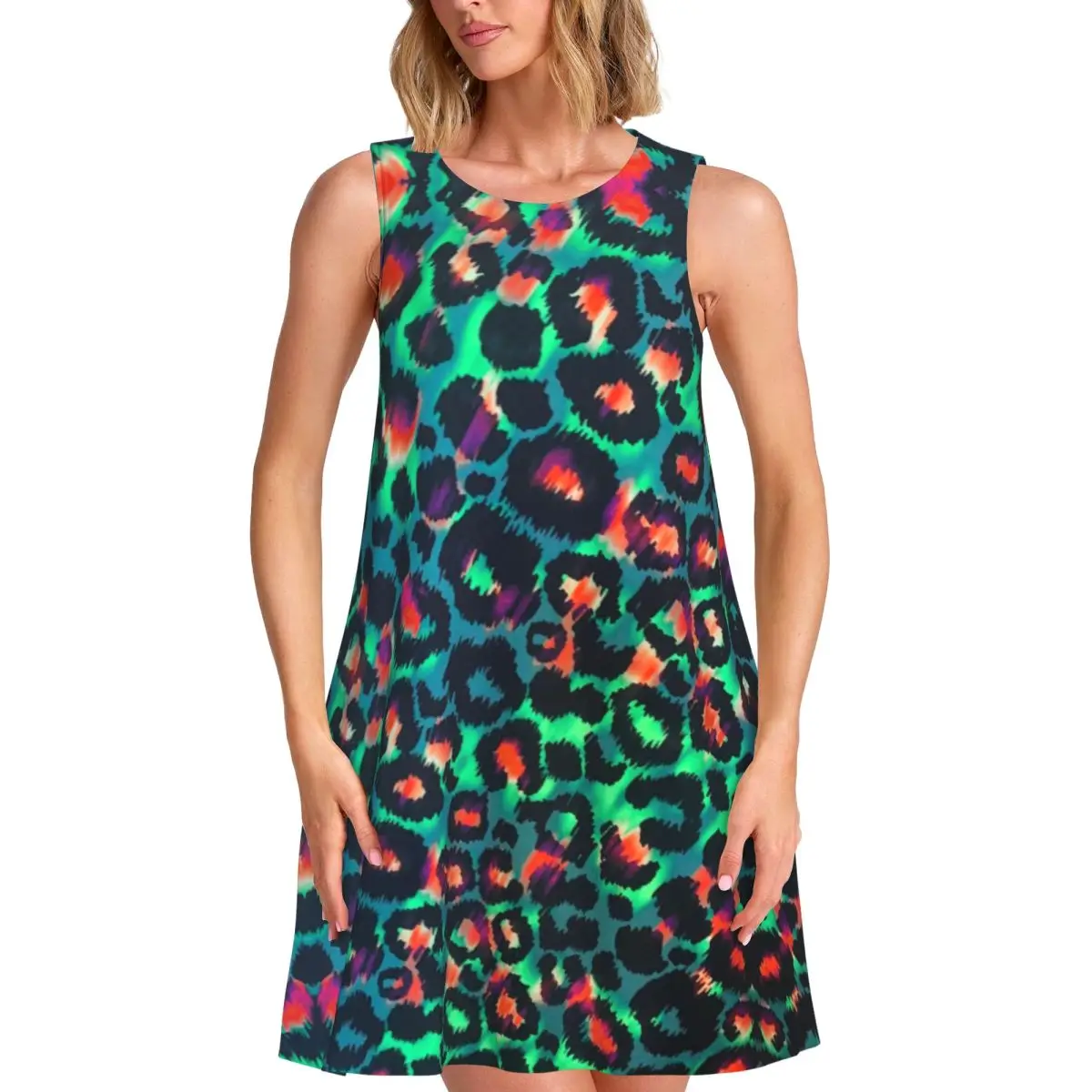 Custom Fashion Green Leopard Women's Sleeveless Dress Sundress Casual Pockets For Travel Beach Dress
Custom Fashion Green Leopard Women's Sleeveless Dress Sundress Casual Pockets For Travel Beach Dress
