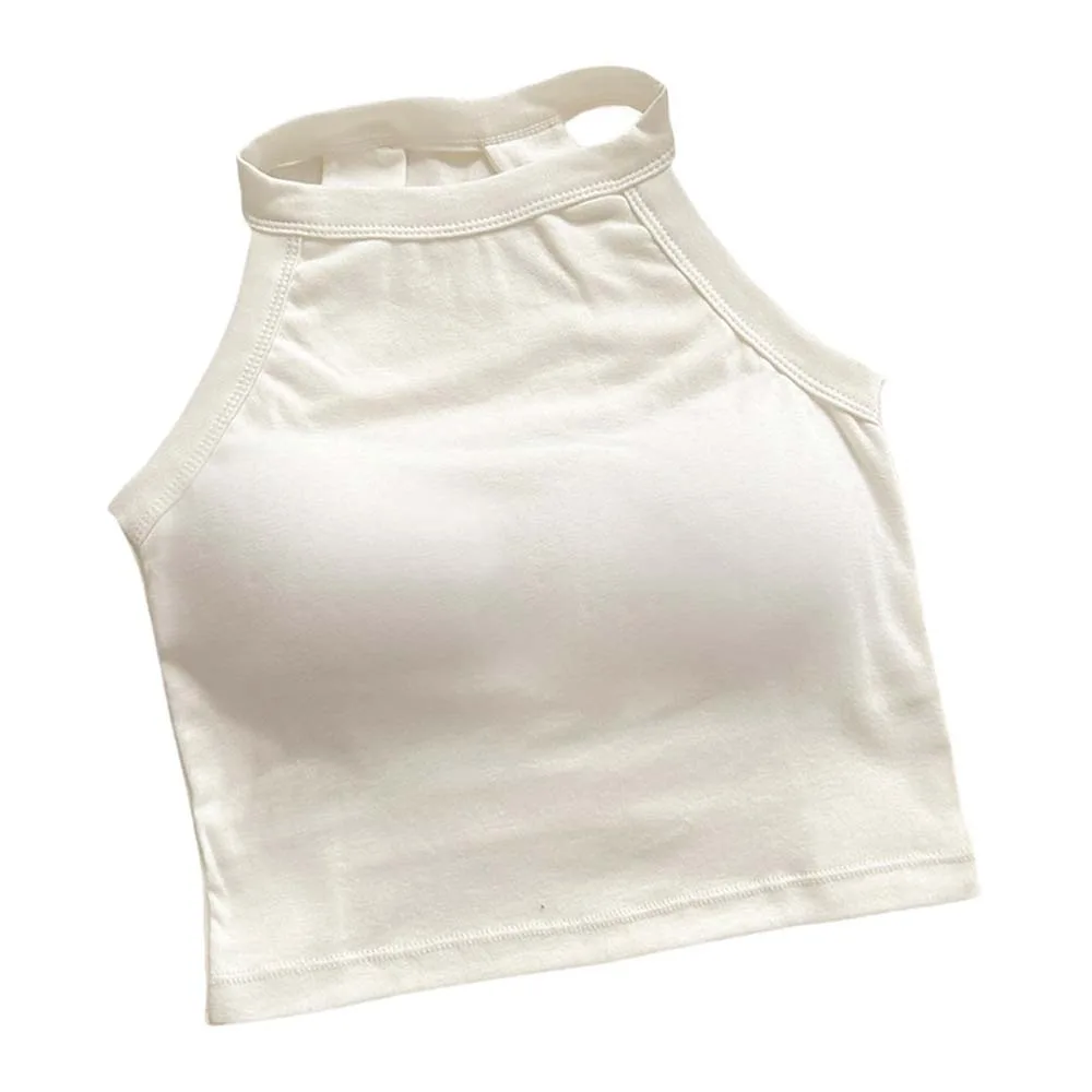 Cool With Chest Cushion Halter Camisole Solid Color Slim Fit Crop Tops Tanks Streetwear Women Corset Yoga Sports
Cool With Chest Cushion Halter Camisole Solid Color Slim Fit Crop Tops Tanks Streetwear Women Corset Yoga Sports