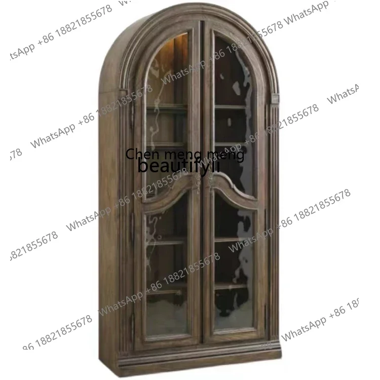 xx1American solid wood bookcase retro and old display arched cabinet, French dining side wine cabinet
xx1American solid wood bookcase retro and old display arched cabinet, French dining side wine cabinet
