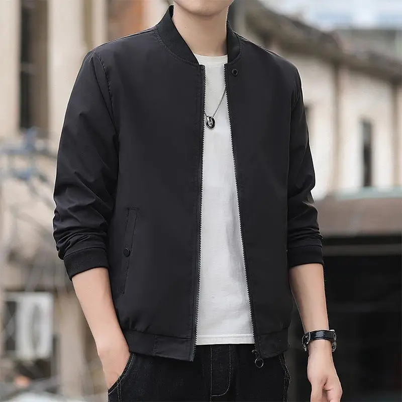 Loose Fit Pure Color Stand Collar Casual Jacket Men's Korean Style Spring Autumn New Arrival Outerwear Trendy Male Garment
Loose Fit Pure Color Stand Collar Casual Jacket Men's Korean Style Spring Autumn New Arrival Outerwear Trendy Male Garment