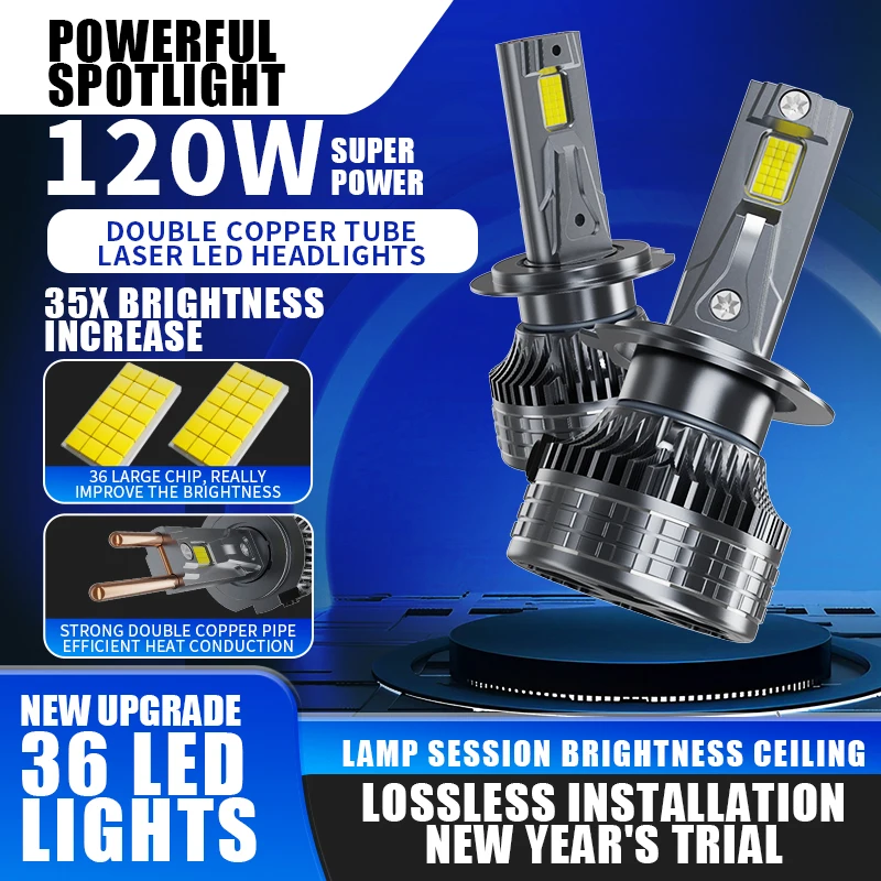 120W high power 2PCS LED H11 H7 H3 H4 H1Advanced Technology Ensures Perfect Beam PCombined Powerful Cooling 9005 9006 9012
120W high power 2PCS LED H11 H7 H3 H4 H1Advanced Technology Ensures Perfect Beam PCombined Powerful Cooling 9005 9006 9012