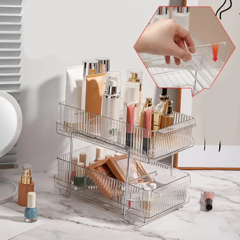 Double-layer Drawer Storage Rack Transparent Two-tier Cosmetic Storage Rack with Capacity Detachable Partition for Bathroom
Double-layer Drawer Storage Rack Transparent Two-tier Cosmetic Storage Rack with Capacity Detachable Partition for Bathroom