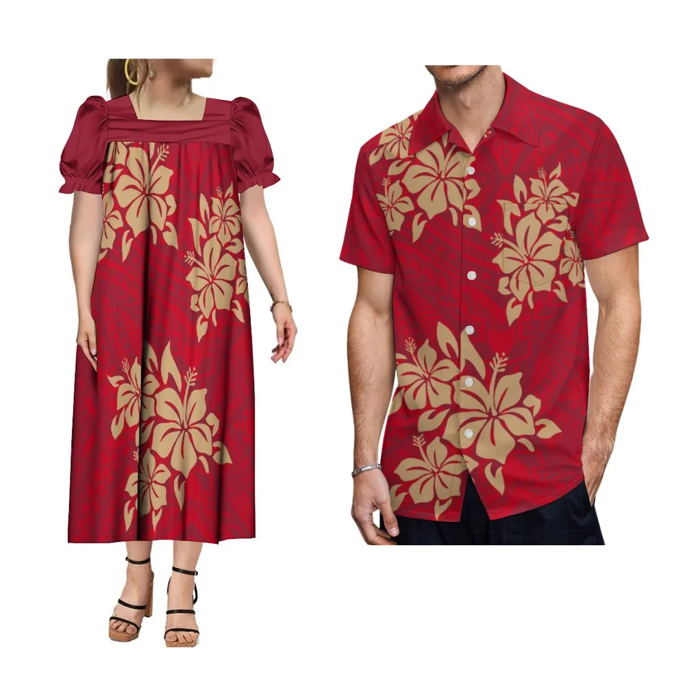 Summer Short Sleeve Couple Set New Polynesian Floral Print Women'S Mumu Dress Puffed Sleeve Design Men'S Casual Shirt
Summer Short Sleeve Couple Set New Polynesian Floral Print Women'S Mumu Dress Puffed Sleeve Design Men'S Casual Shirt
