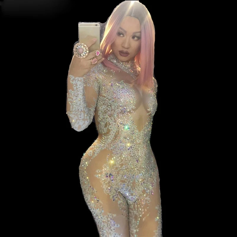 Sexy Leotard High Stretch Jumpsuit sexy mujer disfraz Crystals Costume Bar Nightclub Women Singer DJ Pole Dancing Stage Wear
Sexy Leotard High Stretch Jumpsuit sexy mujer disfraz Crystals Costume Bar Nightclub Women Singer DJ Pole Dancing Stage Wear