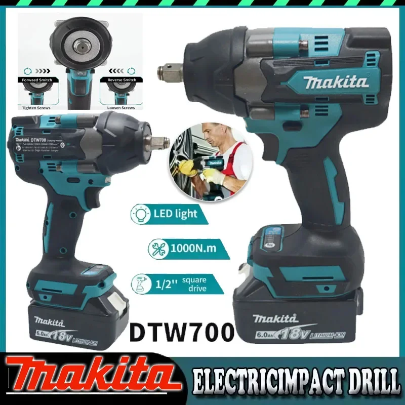 Аккумуляторный ударный гайковерт Makita DTW700, 1000 Нм, бесщеточный, электрический, с высоким крутящим моментом, для авторемонта, электроинструмент
Аккумуляторный ударный гайковерт Makita DTW700, 1000 Нм, бесщеточный, электрический, с высоким крутящим моментом, для авторемонта, электроинструмент