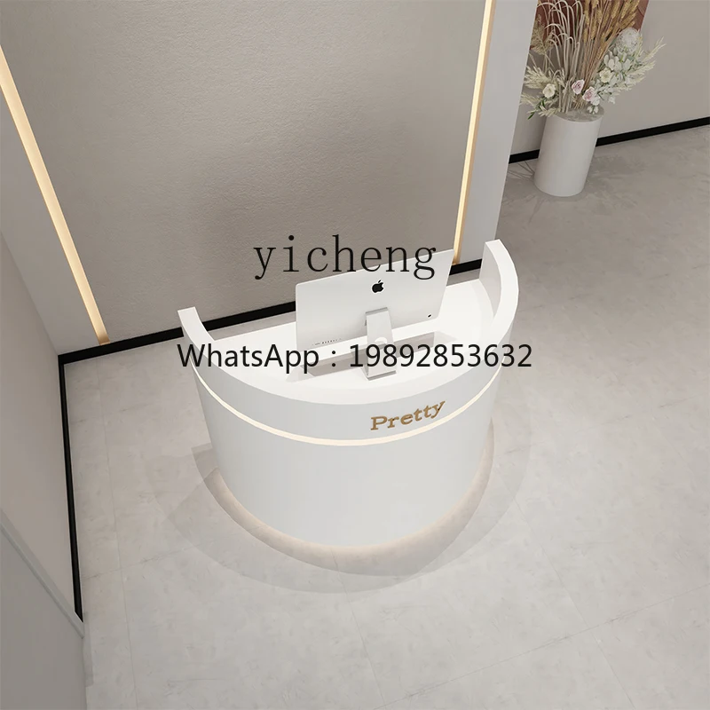 W-7 checkout page Paint light luxury store Small front desk shopping guide consultation Welcome desk Half arc bar
W-7 checkout page Paint light luxury store Small front desk shopping guide consultation Welcome desk Half arc bar