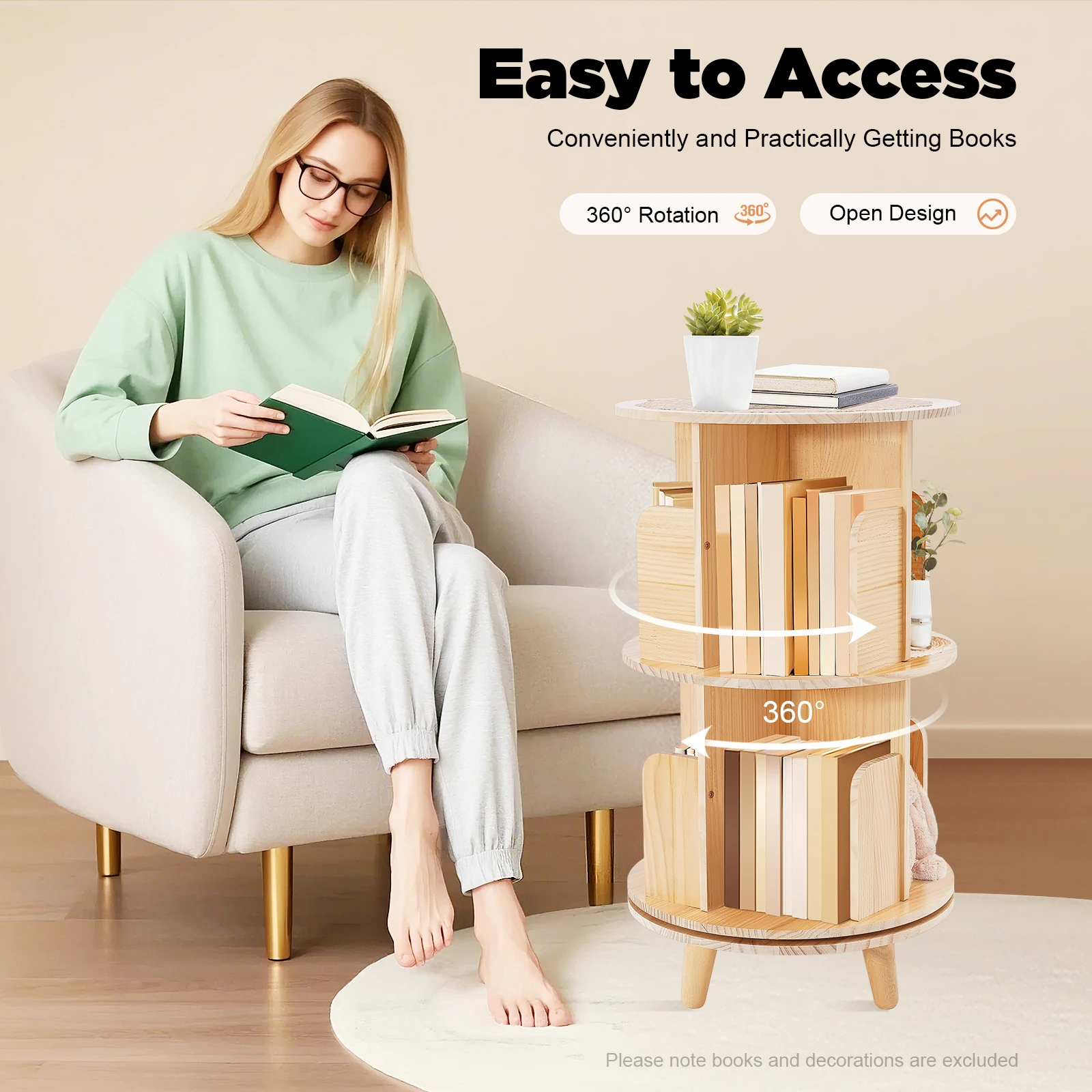 2-Tier 360 Rotating Bookshelf for Kids & Adults, New Zealand Pine Wood Bookcase with 110lbs/Layer Capacity Space Saving
2-Tier 360 Rotating Bookshelf for Kids & Adults, New Zealand Pine Wood Bookcase with 110lbs/Layer Capacity Space Saving