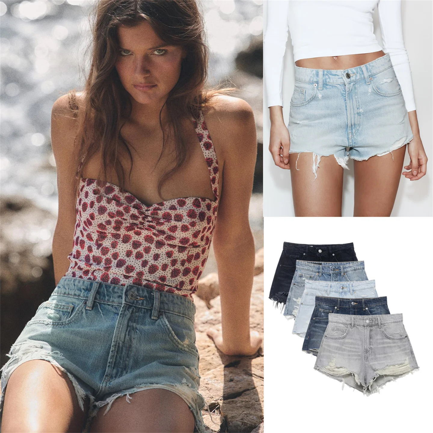 Fashionable High-Waist Distressed Decorative American Style Women's Jeans Shorts New Spring Summer Casual Blue Denim Cotton
Fashionable High-Waist Distressed Decorative American Style Women's Jeans Shorts New Spring Summer Casual Blue Denim Cotton