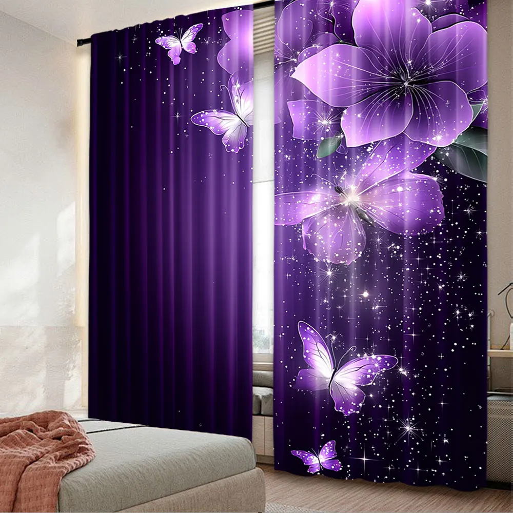2Pcs Purple Vibrant Dancing Butterflies And Flowers Printed Curtain Suitable For Bedroom Bathroom Living Room Dining Room Study
2Pcs Purple Vibrant Dancing Butterflies And Flowers Printed Curtain Suitable For Bedroom Bathroom Living Room Dining Room Study
