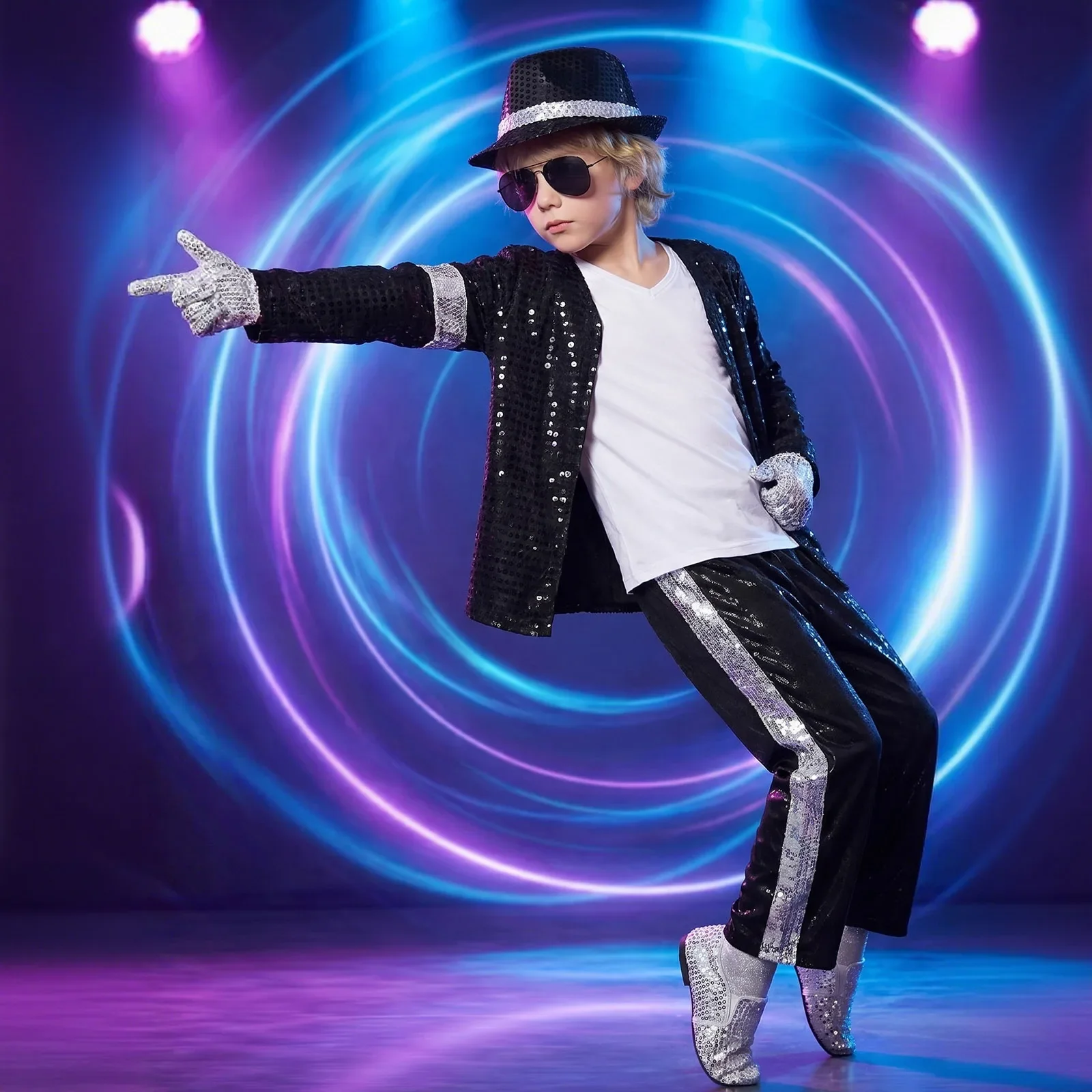 Kids cosplay Dance Star Costume set Metallic Shiny 80s 90s Stage Party Outfit Boy Girl Clothing Children michael jackson costume
Kids cosplay Dance Star Costume set Metallic Shiny 80s 90s Stage Party Outfit Boy Girl Clothing Children michael jackson costume