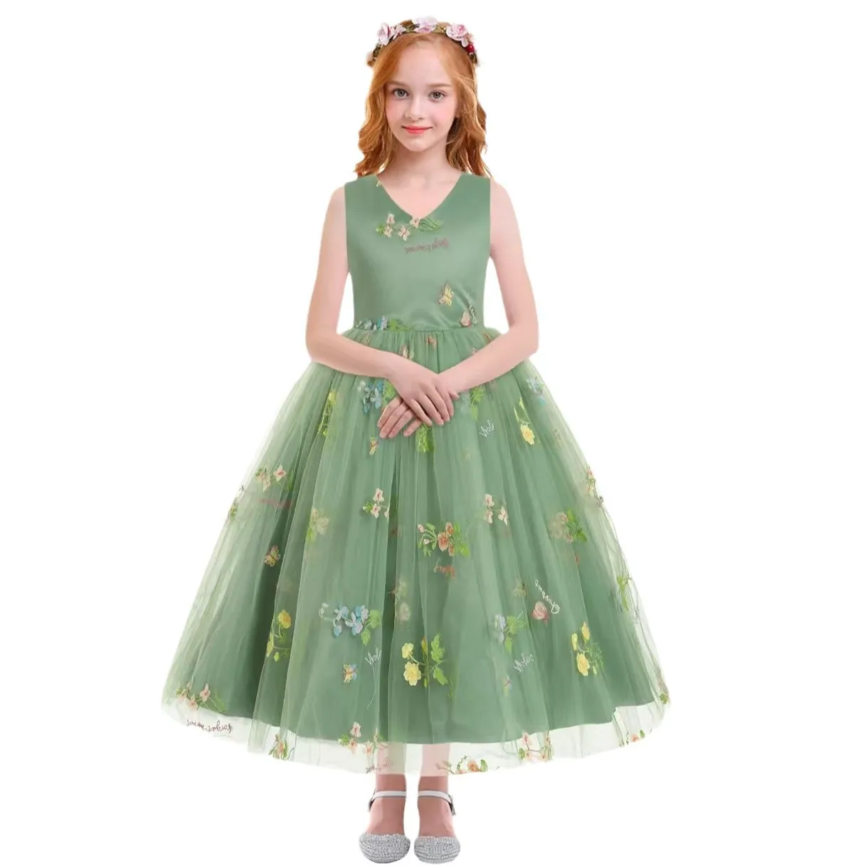 It's Yiiya Customized Flower Girl Dress Green Tulle Embroidery V-neck Sleeveless Zipper Back Belt A-line Floor Length Kids Gown
It's Yiiya Customized Flower Girl Dress Green Tulle Embroidery V-neck Sleeveless Zipper Back Belt A-line Floor Length Kids Gown