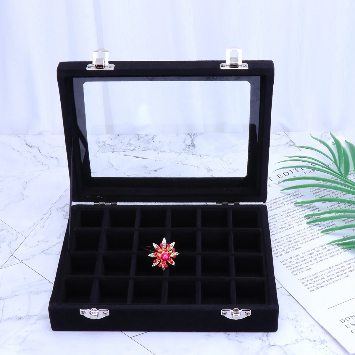 Black 24-Grid Jewelry Organizer Box Wooden Earring Ring Storage with Clear Lid Space Saving Display Case for Women Girls
Black 24-Grid Jewelry Organizer Box Wooden Earring Ring Storage with Clear Lid Space Saving Display Case for Women Girls