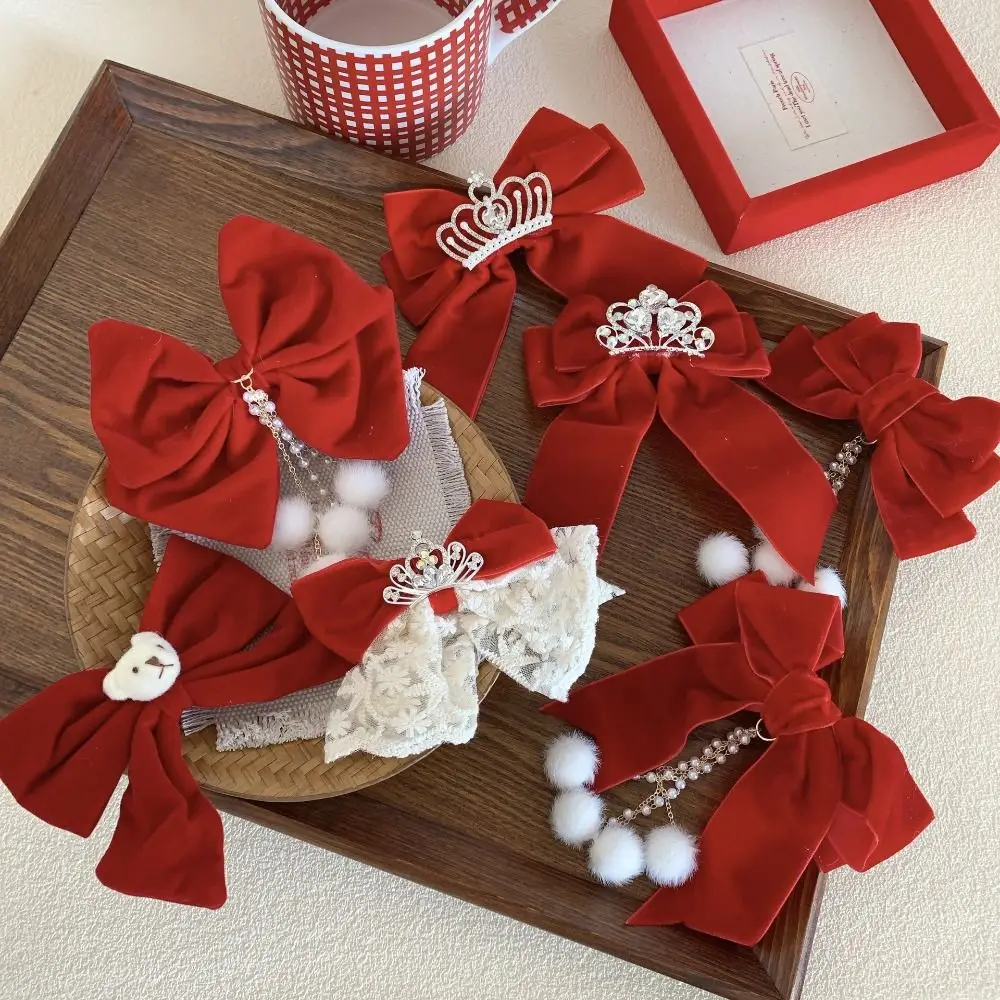 All-match Plush Velvet Red Bow Hairpin Crown Cloth Chinese New Year Headwear Baby Headwear Pearl Ancient Style Hairpin Children
All-match Plush Velvet Red Bow Hairpin Crown Cloth Chinese New Year Headwear Baby Headwear Pearl Ancient Style Hairpin Children