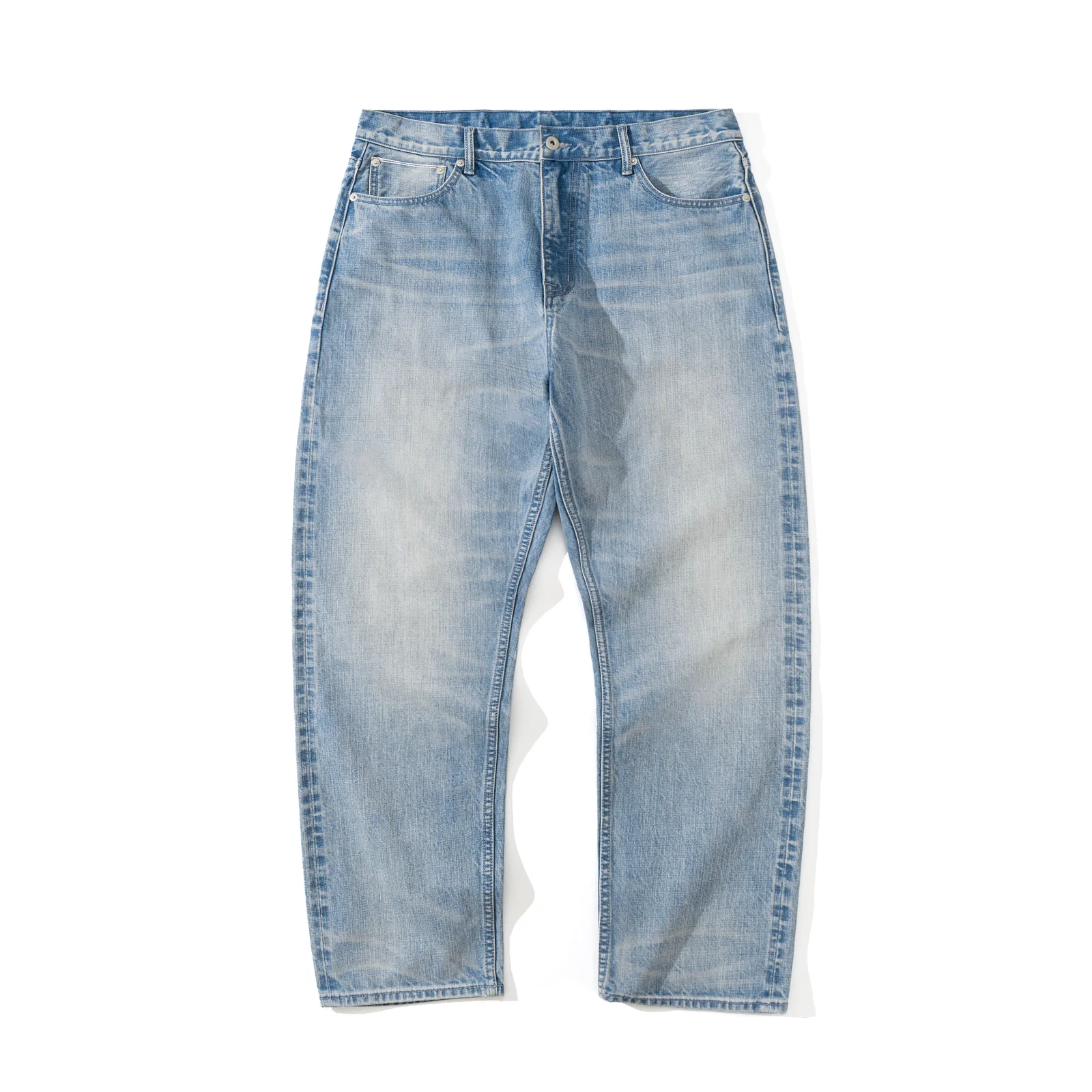 14oz Selvedge Ice Blue Washed Denim Jeans for Men American Retro 98% Cotton Middle Waist Loose Straight Stretch Jeans Unisex
14oz Selvedge Ice Blue Washed Denim Jeans for Men American Retro 98% Cotton Middle Waist Loose Straight Stretch Jeans Unisex