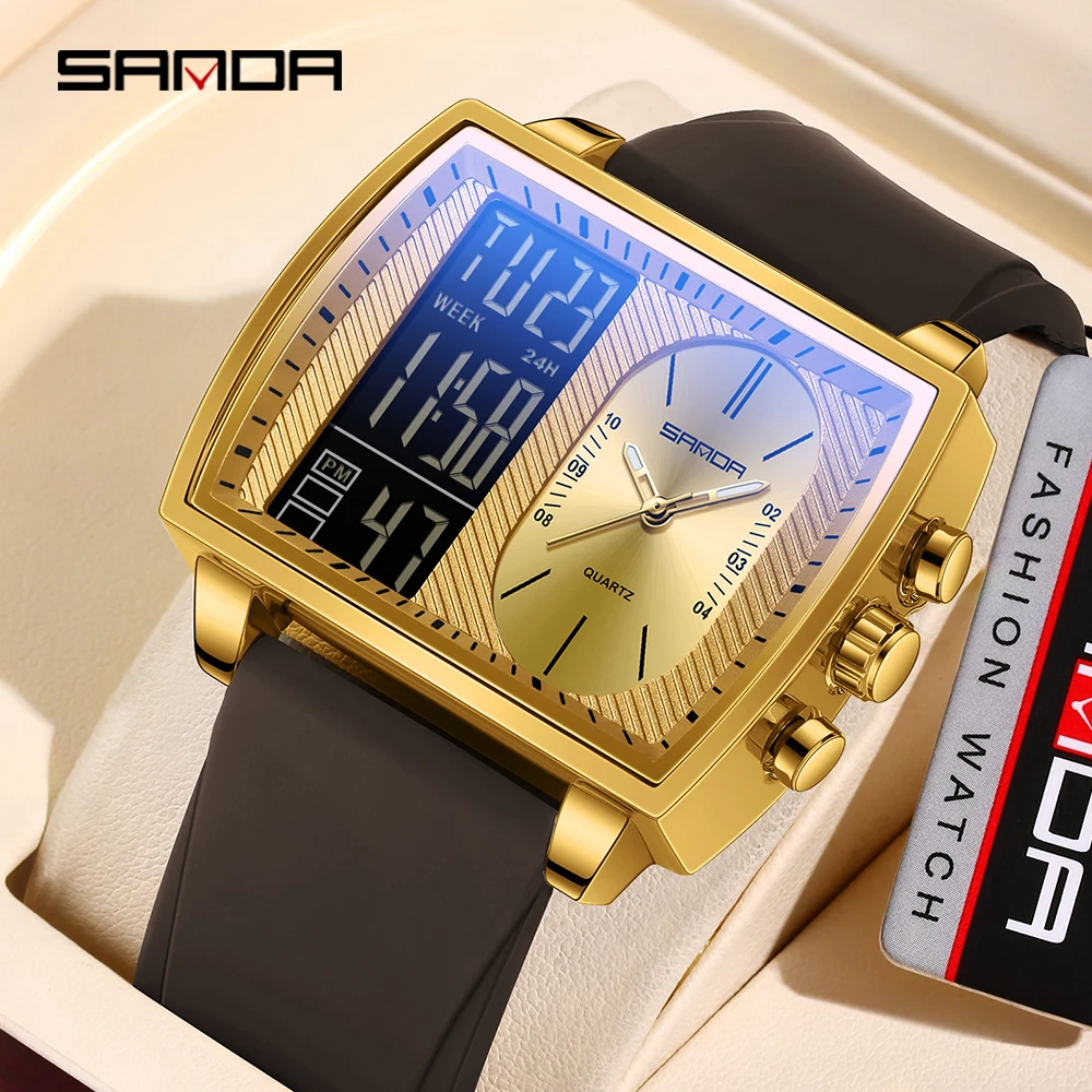 SANDA 2025 Новые мужские часы, многофункциональные, с двойным дисплеем, водонепроницаемые, со светодиодной лентой, мужские электронные часы 6238
SANDA 2025 Новые мужские часы, многофункциональные, с двойным дисплеем, водонепроницаемые, со светодиодной лентой, мужские электронные часы 6238