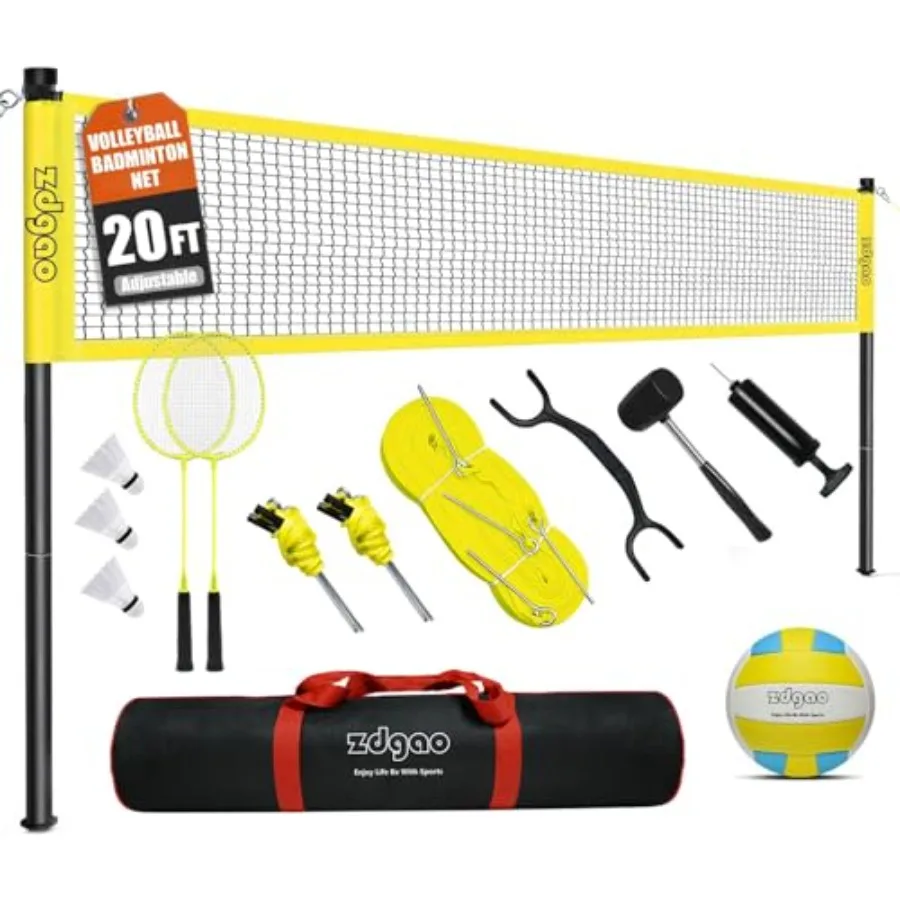 Backyard volleyball and badminton combo set: 20FT/32FT adjustable-height net with anti-sag system polyester net black poles dur
Backyard volleyball and badminton combo set: 20FT/32FT adjustable-height net with anti-sag system polyester net black poles dur
